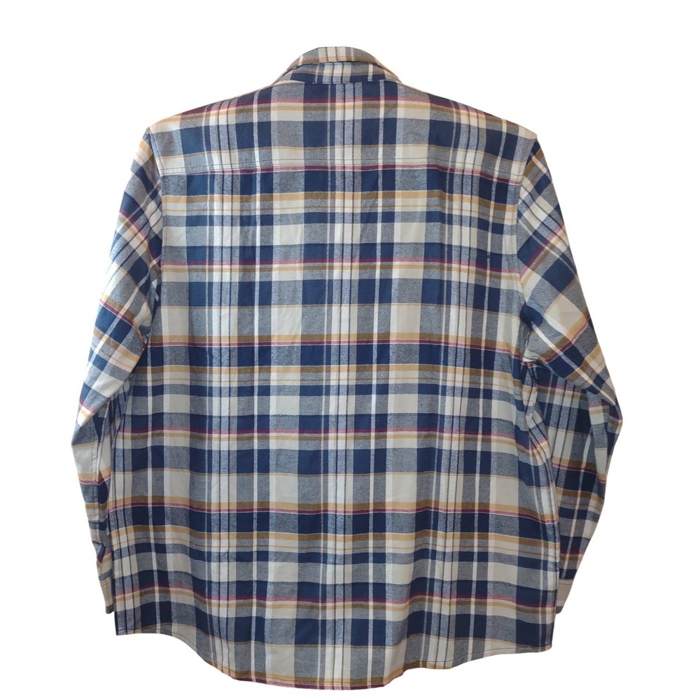 Mens Flannel Shirt 2XL Blue Plaid Long Sleeve Button Up Casual‎ - Picture 2 of 12
